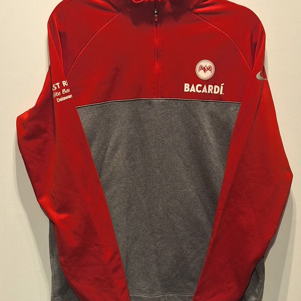 Bacardí Men's Red and Grey Quarter-Zip Sweater